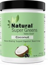 Natürliche Super Greens Powder Organic| Green Supplements| Great Tasting Fruits and Vegetables Juice & Smoothie Mix| Probiotics & Digestive Enzymes| Green Superfood Spirulina & Chlorella (Coconut)