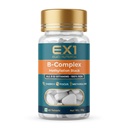 EX1 Vitamin B Complex Supplement Methylated | Vitamin B12 Supplements with All 8 B Vitamins at 100% RDA, Choline, Myo-Inositol & Betaine | B12 Vitamin Tablets for Energy, Focus & Metabolism | 60 Veg Tablets