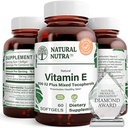 Natürliche Nutra Vitamin E 200 IU Ergänzung für Haut, Haar und Nägel, fördern Herzgesundheit, hilft Redness zu reduzieren, hilft Haut Textur zu verhindern, Gefördertes Immunsystem, Glutenfrei, 60 Softgels