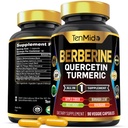 Berberine Ergänzung für Männer und Frauen, 8in1 Formel mit Quercetin, Turmeric, Apple Cider Essig, Beet Root & More - Verdauungshilfe, Immununterstützung - Reich an Nährstoff - 90 Kapseln