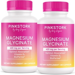 Pink Stork Magnesium Glycinat mit Vitamin D - Magnesium-Ergänzung für Frauen Natürliche Beruhigung zu unterstützen - 2 Pack