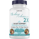 15 Day Cleanse 2X - Double Gut & Colon Support - Advanced Gut Cleanse Detox für Damen und Herren mit Alfalfa, Cascara Sagrada, Probiotics & Psyllium Husk - Non-GMO - Made in USA - 60 Kapseln (1 Flasche)
