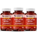 Carbamide Forte Chelated Iron + Vitamin C, B12, Folic Acid & Zinc - 100 Veg Iron Tablets (Pack of 3)