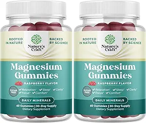 Zuckerfreie Magnesium-Gummien für Erwachsene - Vegan Kaubare Magnesium-Zitrat-Gummien mit 180mg Elemental - Relaxing Gummy Non GMO Halal und Gluten Free Berry Flavor (2 Monate)