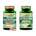 Vlado's Himalayan Organics Magnesium Glycinate + Spirulina Combo | Chelated Magnesium 2000mg & Spirulina 2000mg Green Superfood | Daily Wellness Support | 120 Veg Tablets + 120 Veg Capsules