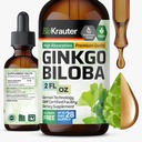 BIO KRAUTER Ginkgo Biloba Extract - Flüssige Ginkgo Biloba Ergänzungen für Brain - Vegan, Alkohol & Zucker kostenlos - 2 Fl Oz
