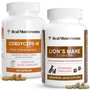 Echte Pilze Cordyceps für Menschen (120ct) und Lions Mane für Haustiere (120ct) - Bundle for Energy, Vitality & Cognition - Vegan, Non-GMO, Gluten-Free, Grain-Free Pilzextrakt Ergänzungen