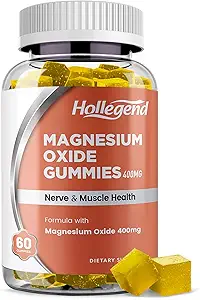 Magnesiumoxid 400mg Gummi, Magnesiumoxid Kaubare Ergänzung für Muskel, Nerve & Heart Health, Vegan, Ananas Flavor, 60 Zähler