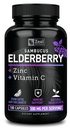 Zeal Naturals Max Strength Elderberry Kapseln + Zink + Vitamin C | 500mg für Immunsystem Unterstützung mit schwarzem Sambucus Elderberry | 100 Count | 3-in-1 Immununterstützung für Erwachsene