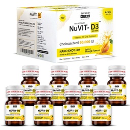 The Old Natural Nuvit D3 Vitamin D3 60000 Iu I Cholecalciferol Vitamin D3 Oil 60000 Iu Sugar Free Nano Shots I - 5Ml (Pack of 2, Mango)