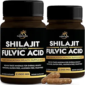 Shilajit Ergänzung | 2,000mg | Shilajit für Männer & Frauen | Shilajit Pure Himalayan Organic | Natürliche Shilajit Kapseln | Fulvic Säure Ergänzung | Reich an Trace Minerals | 120 Graf.