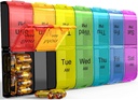 Colorwing Extra Large Pill Organizer 2 fois par jour, hebdomadaire XL AM PM Pill Case, 7 jours Pill Box Deux fois par jour, surdimensionné organisateur quotidien de pilules de médecine pour la vitamine, grand contenant de pilule, distributeur de médicaments