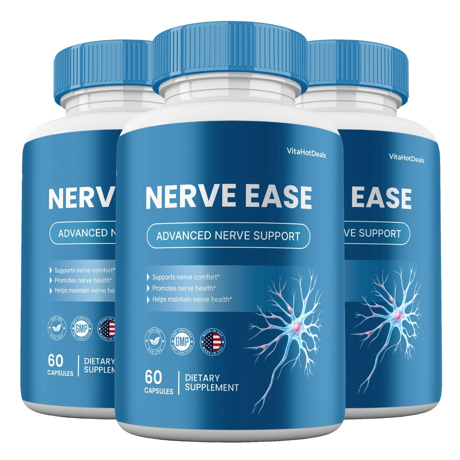 Nerve Ease Capsules, Max strength, NerveEase Natural Supplement (3 pack)