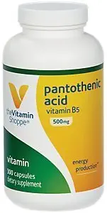 Der Vitamin Shoppe Pantothensäure 500MG, mit Vitamin B5, unterstützt Energieproduktion & Haar, Haut, Nägel, Einmal täglich (300 Kapseln)