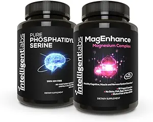 Intelligent Labs 2-in-1 Bundle of MagEnhance Triple Magnesium Complex (Magnesium L-Threonate, Glycinate und Taurate) + Pure Phosphatidylserine 100mg, GMO und Soy-Free, 30-Day Supply