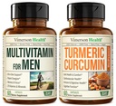 Vimerson Health Herren Multivitamin + Kurkuma mit schwarzem Pfeffer Extrakt Bundle. Gelenk- und Immununterstützung, Discomfort Relief, Antioxidante Eigenschaften für ihn