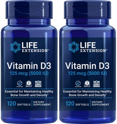 Lebensverlängerung Vitamin D3 5000 IU, 120 Softgels (Pack von 2)