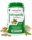 HealthyHey Herbal Ashwagandha root extract - 650 mg per serving - 120 vegetable capsules