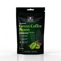 Brewsaga Unroasted Arabica Pure Green Coffee Beans Whole | Weight Management & Detox For Men & Women | Chlorogenic Acid for Natural Weight Loss | Body Detoxification Powder | 200g | Pack of 1