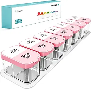 Daviky Extra große Pillen Organizer Wöchentlich, XL Medizin Pill Organizer 2 Mal am Tag, Big Pill Box 7 Tage PM für Vitamine, Nahrungsergänzungen und Medikamente