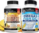 Turmeric Quercetin mit Bromelain Supplement (1 Monat Versorgung) Plus Dreifache Stärke Omega 3 Fischöl Softgel (1 Monat Versorgung)