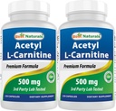 Best Naturals Acetyl L-Carnitin (ALCAR) 500mg, 120 Kapseln, 120 Portionen - Non-GMO und Glutenfrei, 1 Kapsel pro Portion (2 Packung)