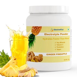 Electrolyte Powder 100 servings | Electrolyte Powder with Probiotics & Vitamin C | Instant Energy Drink for Workout for Men & Women- 1 Kg Jar Pack (Ginger Pineapple)