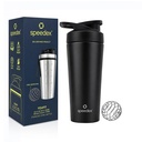 Speedex Stainless Steel Gym Shaker Bottle 750ml with Mixing Ball | Leakproof Protein Shaker for Gym, Wide Mouth, Measurement Markings, Flip Cap | Metal Shaker for Men & Women – Black