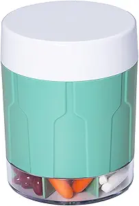 Betife Extra große Ergänzung Organizer, scharfe Pille Organizer Flasche, Tägliche Pillenspender mit 7 großen Komponenten, Organizer zu halten 7 Tage Vitamin Medication, 21 Etiketten und eine Reinigungsbürste (Cyan)