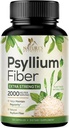 Psyllium Husk Pulver Kapseln 2000mg, Natürliche tägliche lösliche & unlösliche Faser Pillen, Psyllium Husk Fiber Supplement unterstützt Verdauung Colon Gesundheit & Regelmäßigkeit, pflanzliche Nahrungsergänzung - 120 Kapseln