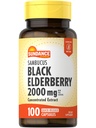 Sundance Sambucus Black Elderberry Capsules | 2000mg | 100 Count | Non-GMO und glutenfreie Ergänzung