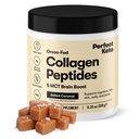 Perfect Keto Collagen Peptides Protein Pulver mit MCT Öl, hydrolysiertes Kollagen, Typ I & III Beilage, Glutenfreies Gras Fed, Low Carb, Keto Coffee Creamer, Kollagen für Damen und Herren, gesalzen Caramel
