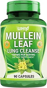 Mullein Leaf Kapseln - 90 Kapseln - Kräuter-Ergänzung unterstützt gesunde Atmungsfunktion & Schleimhäute - 1000 mg - natürliches Mullein für Lung Cleanse-Unterstützung