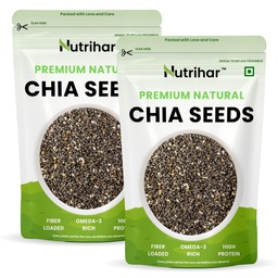 Nutrihar Premium Chia Seeds 500g | Rich in Calcium, Protein & Fibre | 100% Clean, Triple Sortex Chia Seeds 500 gm