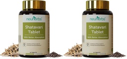 Neuherbs Shatavari 60 Tablets | Boost Energy, Immunity & Maintain Women's Hormonal Balance | Supports Lactation | No Added Preservatives (Pack of 2)