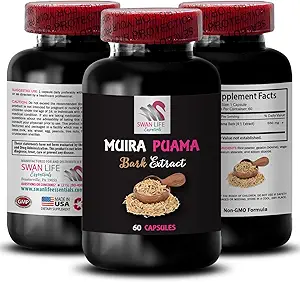Natural Daily Lift - Muira PUAMA BARK Extract - Botanische Lifestyle-Unterstützung, Abenteuerbereitschaft, Mind & Body Balance, Nature's Energy, Energizing Plant Power, Active Boost Formel 1 Flasche 60Caps