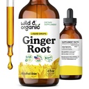 Wild & Organic Ginger Root Extract Drops - Immun- & Verdauungshilfe - Flüssige Ingwer Ergänzungen - Vegan, Zucker & Alkoholfreie Tinktur - 4 fl Unze