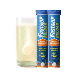 Fast&Up Reload (10 Litres) Low Sugar energy drink for Instant Hydration- 20 Effervescent Tablets with all 5 Essential Electrolytes + Added Vitamins -Certified Electrolytes Drink- Lime and Lemon flavour Pack of 2