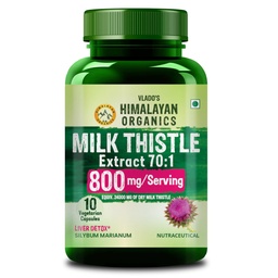 Vlado's HIMALAYAN ORGANICS Milk Thistle Extract With 800Mg Of Silybum Marianum Detox Supplement For Men And Women For Healthy Liver | Boost Metabolism And Maintain Cholesterol level - 10 Veg Capsules