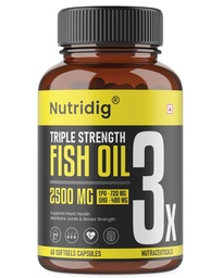 Triple Strength Omega-3 Fish Oil 2500mg | 720mg EPA + 480mg DHA | High Potency | Supports Heart, Joint & Muscle Health | No Fishy Burps | 60 Softgels