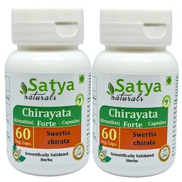Chirayata (Swertia Chirata) Extract Capsules | 100% Herbal & High Potency | 500 mg. | Supports Liver Health & Immunity | Pack of 2 x 60 Veg. Capsules