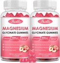 (2 Pack) Magnesium Glycinate Gummies-Magnesium Glycinate 500mg, Magnesium Complex Supplement mit Kalium, VitaminD, B6 für Kalm, Sleep&Stress Relief-Sugar Free, 120 Peach Magnesium Gummies