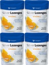 Silber Lozenges mit Vitamin C - Premium Nano Silver 60 PPM Kolloidal Silber, Bio Honig und Vitamin C Mineral Supplement Tropfen zur Unterstützung Immunsystem, Soothe Cough & Throat - Paket von 4