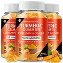 Kurkumagummis (3 Pack) - Kurkuma-Ergänzungen mit Ginger & Schwarz Pfeffergummis für Immunmuskelunterstützung Gesunde Haut - Vegan, Glutenfrei, Niedriger Zucker - für Erwachsene