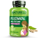 NATURELO Postnatal Multivitamin - Ergänzung für Stillen Frauen - Pflanzenbasiertes Vitamin D, Folat, Sanftes Eisen - für Krankenpflege Mutter, Baby - Post Natal Lactation Support 180 Kapseln