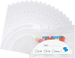 100 Pack Pillenbeutel - (4" X 2.75") Dicke ist 6 Mil, tragbare Kunststoff Pillen Tasche halten Vitamin, Ergänzungen, Medikamente und Vitamin-Speicher