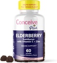 CONCEIVE PLUS Elderberry Gummies – Sambucus Black Elderberry mit Vitamin C & Zink, Delicious Blueberry Flavor, 60 Count, 30 Day Supply