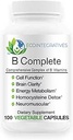 B Komplett mit Folat, Alle Vitamine B1, B2, B3, B5, B6, B7, B9, B12 und Choline Bitartrate für Energie, Gehirnklarheit, Neuro, Stoffwechsel 100 Vegan Kapseln