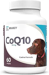 K9 Select CoQ10 Ergänzung für Hunde, 30mg - 60 Weichgel pro Flasche - Tierergänzung, Ernährungs-Softgel für Canine Heart Health, Herz-Kreislauf- & Zahnfleisch Gesundheit, Energie