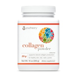 Youtheory Collagen Powder - mit Aminosäuren, Mineralstoffen, Vitamin C & B7 (Biotin) - Unterstützt gesunde Knochen, Muskeln, Haar, Nägel, Haut & Gelenke* - Hydrolysiert - Unflavored - 10 Unze (10 Servierungen)